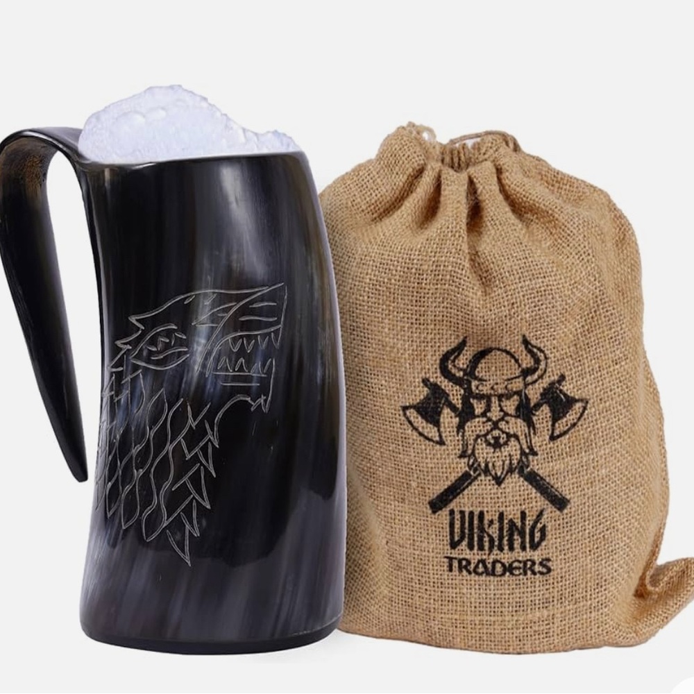 Viking Drinking Horn Mug with engraving - Picture 5 of 15